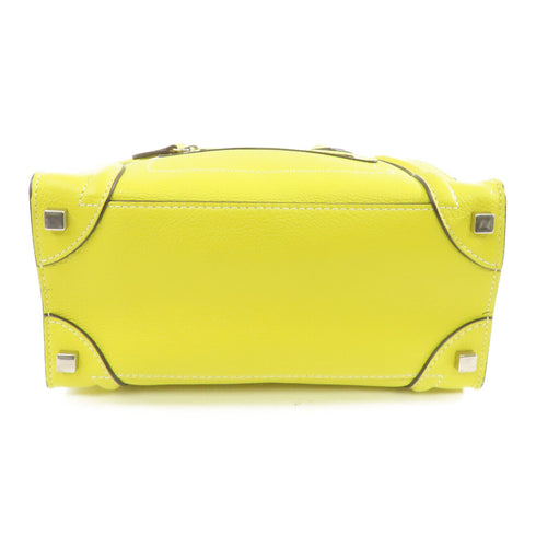 CELINE SHW Luggage Handbag Calfskin Leather Yellow