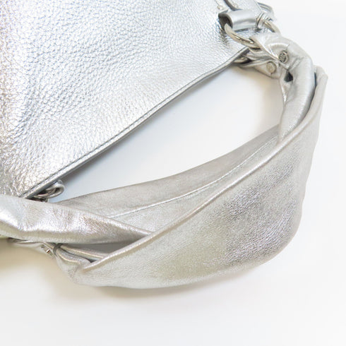 CELINE SHW Shoulder Bag Leather Silver