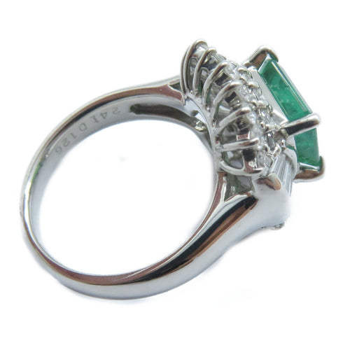 FINE JEWELRY 2.41ct Emerald 1.26ct Diamond Ring US#5.75 PT 850 Platinum