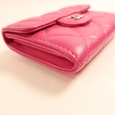 CHANEL CC SHW Card Case Purse Lambskin Leather Pink