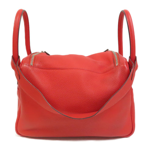 HERMES PHW Lindy 30 2Way Shoulder Bag Taurillon Clemence Leather Red