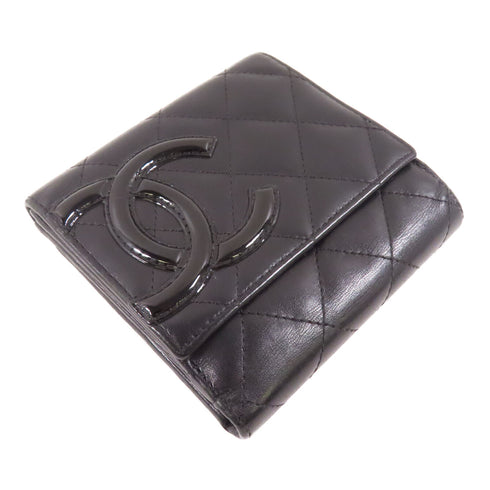 CHANEL CC Cambon Compact Wallet Calfskin Leather Black