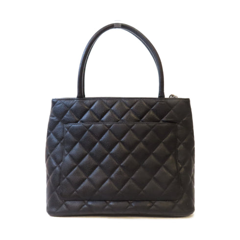 CHANEL Quilted CC SHW Tote Bag Shoulder Bag Caviar Leather Black