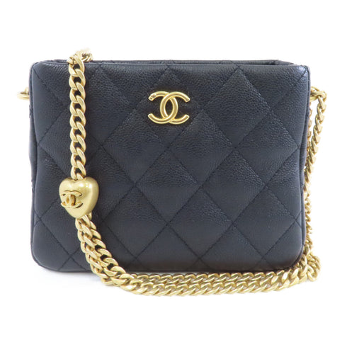 CHANEL Quilted CC GHW Chain Shoulder Bag AS3830 Leather Black