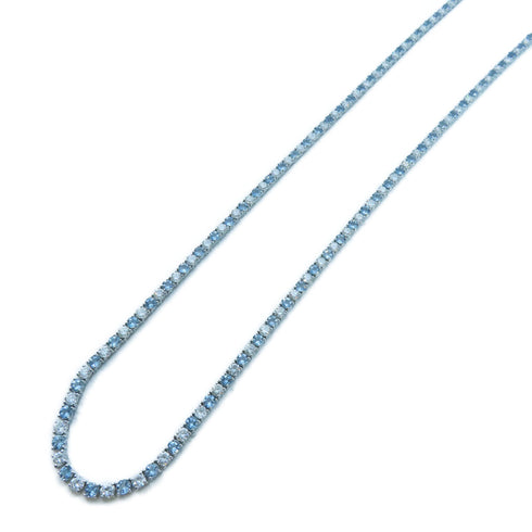 FINE JEWELRY 16.21ct Aquamarine 19.00ct Diamond Necklace 18 White Gold #80cm