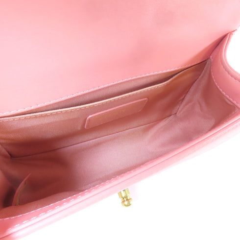 CHANEL CC GHW Boy Chanel Chain Shoulder Bag Lambskin Leather Canvas Pink White