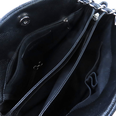 CHANEL Quilted SHW CC Chain Shoulder Bag Calfskin Leather Black