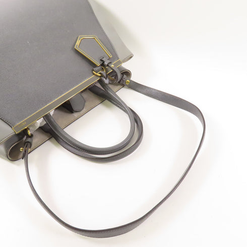 FENDI GHW 2 Jours 2 Way Shoulder Bag 8BH250 Calfskin Leather Grey