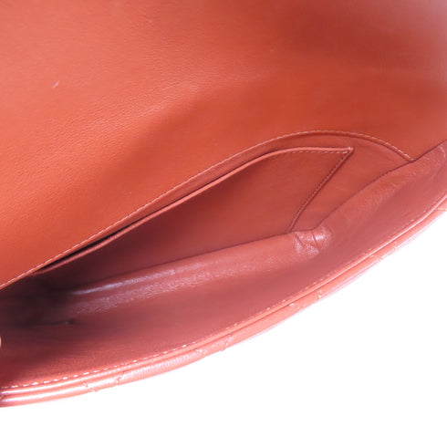 CHANEL Quilted CC GHW Double Flap Chain Shoulder Bag Lambskin Leather Red