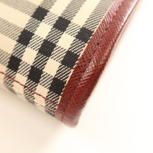 BURBERRY GHW Shoulder Bag Red/Beige/Wine Canvas