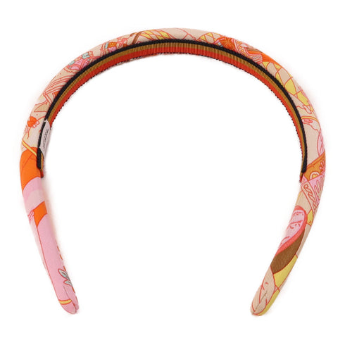HERMES Hair Band Accessories Silk Pink Multicolor
