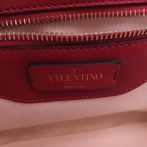 Valentino GHW Shoulder Bag 2Way Calfskin Leather Red