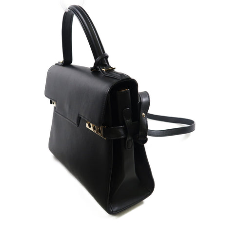 DELVAUX GHW Delvaux Tempete MM 2 Way Bag Calfskin Leather Black