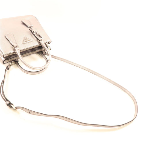PRADA SHW 2 Way Shoulder Bag 1BA896 Saffiano Leather Silver