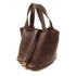 HERMES GHW Picotin PM Tote Bag Clemence Leather 47 Chocolat
