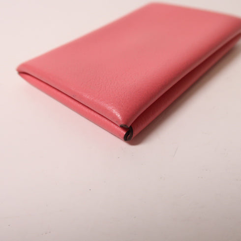 HERMES PHW Calvi Card Holder Evercolor Leather Rose Lipstick