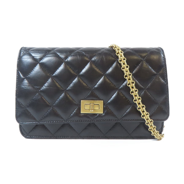 CHANEL Quilted CC GHW 2.55 WOC Wallet On Chain Shoulder Bag A70328 Lambskin