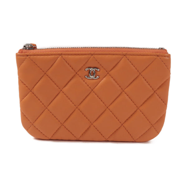 CHANEL CC SHW Pouch Lambskin Leather Orange