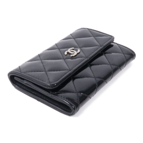 CHANEL CC SHW Card Case Patent Leather Black
