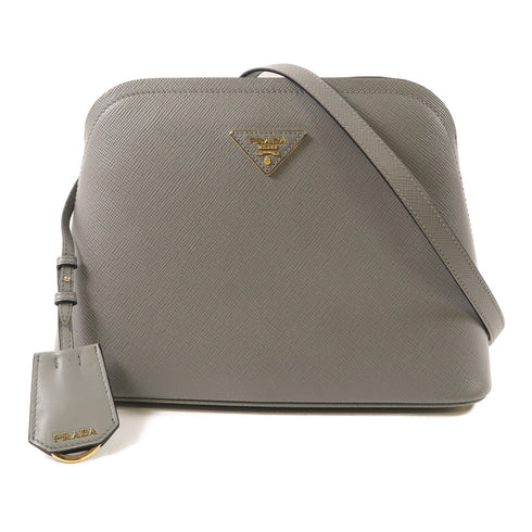 PRADA GHW Matinee Bag Shoulder Crossbody Bag 1BA282 Saffiano Leather Gray