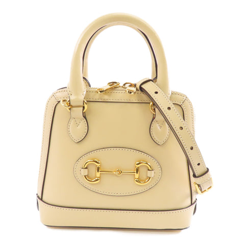 GUCCI GG GHW Horsebit 1955 2 Way Shoulder Bag 640716 Calfskin Leather Beige