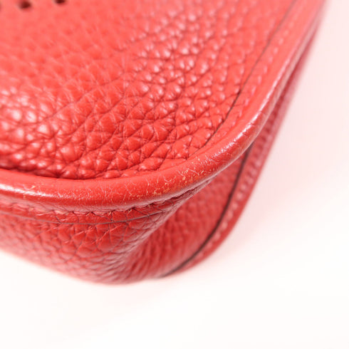 HERMES PHW Evelyne TPM Shoulder Bag Clemence Leather Rose De Coeur/Red