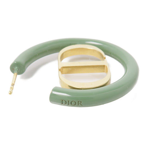 Christian Dior CD Earrings Metal/PVC Green/Gold