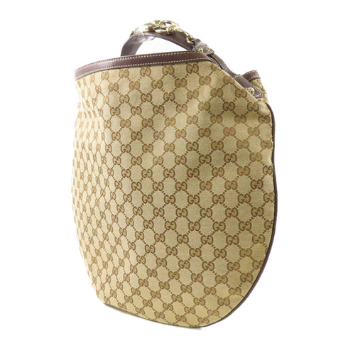 GUCCI GG GHW Shoulder Bag Canvas Brown 170014