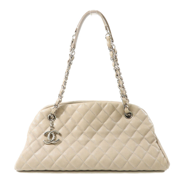 CHANEL Quilted CC SHW Chain Shoulder Bag Leather Grey