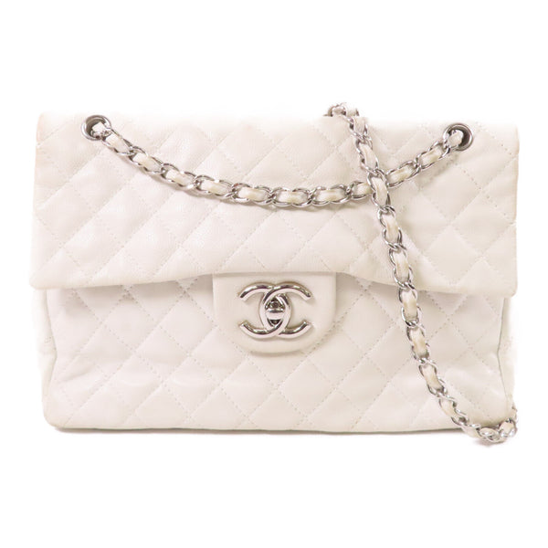 CHANEL CC SHW Chain Shoulder Bag Calfskin Leather White v1