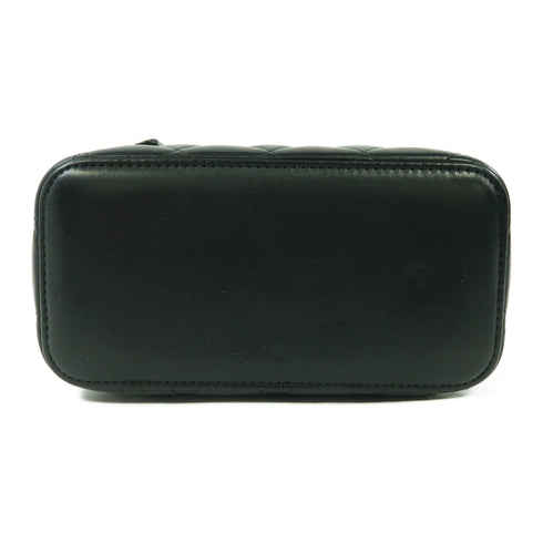 CHANEL Quilted CC GHW Vanity Case Chain Shoulder Bag Lambskin Leather Black v1