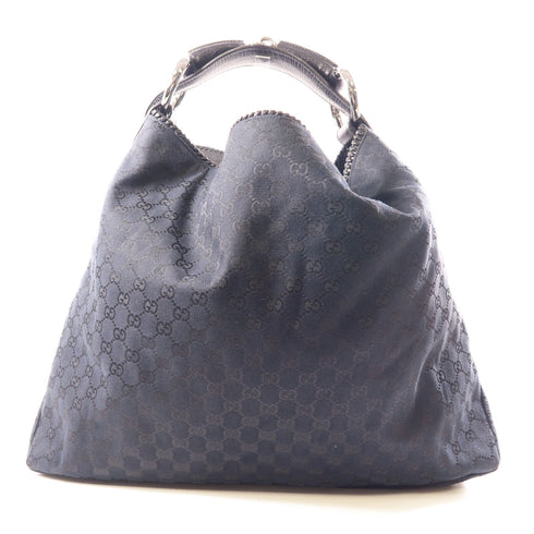 GUCCI SHW Horsebit Shoulder Bag 114900 GG Canvas