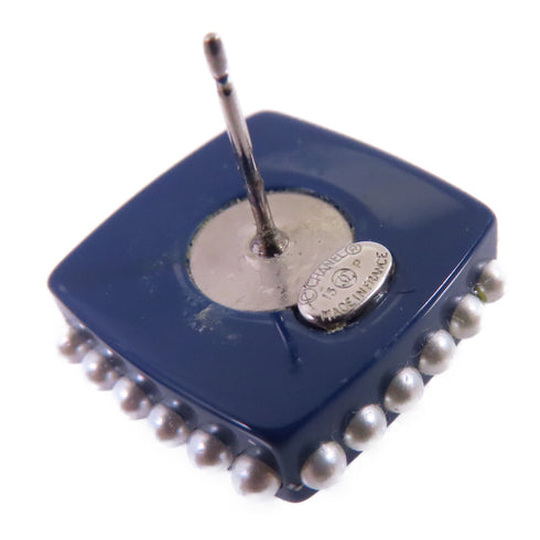 CHANEL CC Earrings 15/P PVC Blue White