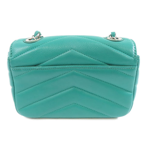 CHANEL Herringbone CC SHW Chain Shoulder Bag A91561 Calfskin Leather Green