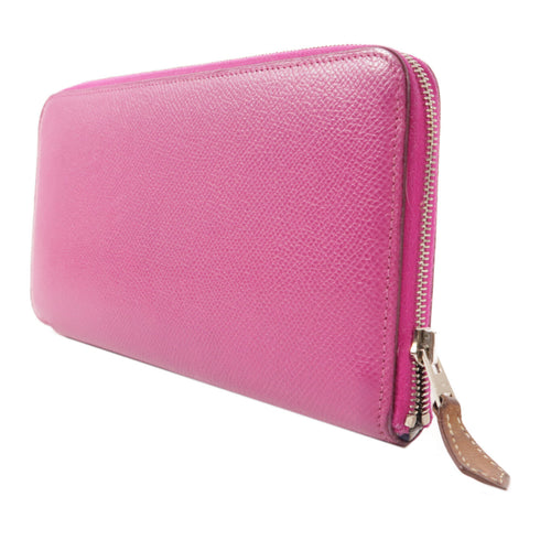 HERMES PHW Silk In Classique Long Wallet 075187CK Epsom Leather Purple