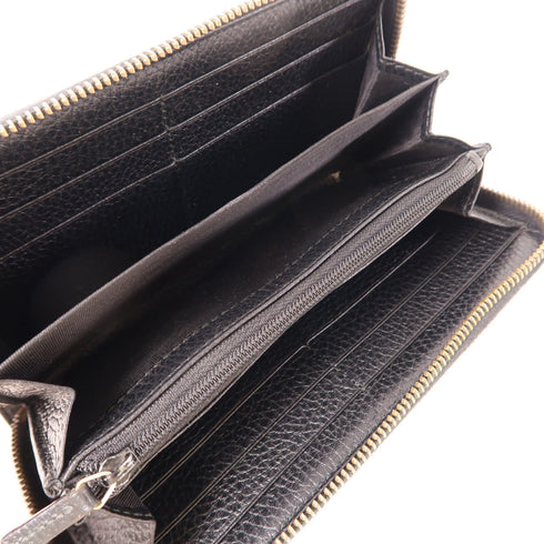 GUCCI GG GHW Long Wallet 474584 Calfskin Leather Black