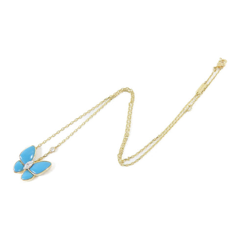 Van Cleef & Arpels Two Butterfly Necklace VCARPTUP00 18K Yellow Gold #40cm