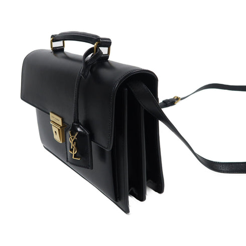 SAINT LAURENT YSL GHW Shoulder Bag 2Way Handbag 392264 Calfskin Leather Black