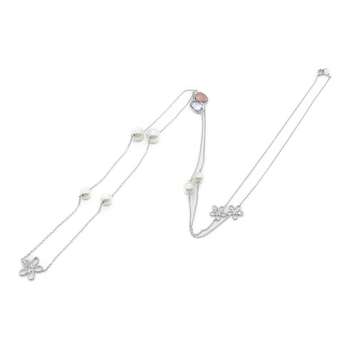 Ponte Vecchio Multicolor 0.17ct Diamond Necklace 18K White Gold 12.1g