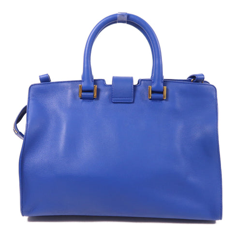 SAINT LAURENT YSL GHW 2 Way Shoulder Bag Handbag Lambskin Leather Blue