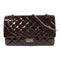 CHANEL CC SHW 2.55 Chain Shoulder Bag Patent Leather Brown