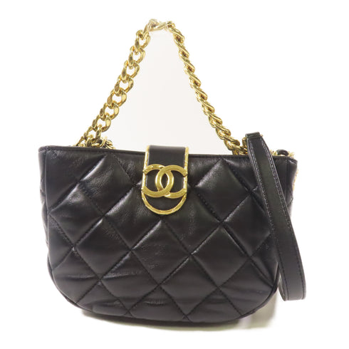 CHANEL CC GHW Chain Shoulder Bag Lambskin Leather Black v5