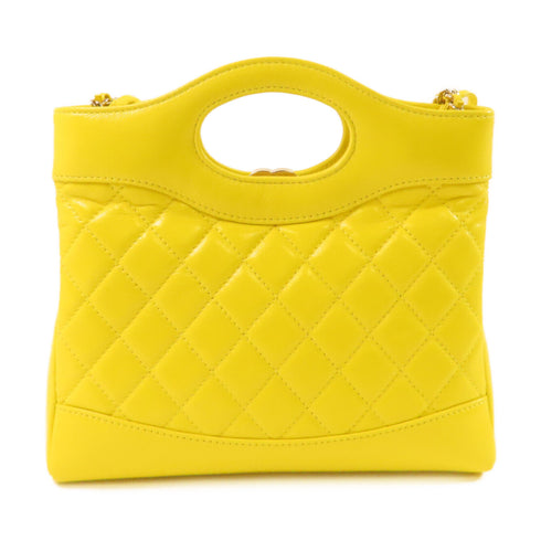 CHANEL Quilted GHW CC Chanel 31 Mini Shopping Bag Calfskin Leather AS4133 Yellow