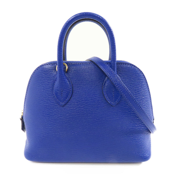 HERMES GHW Mini Bolide 2way Shoulder Bag Chevre Leather Blue