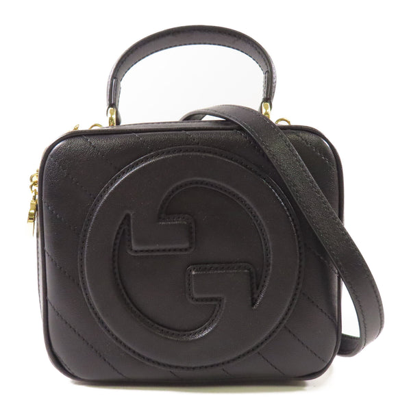 GUCCI GG GHW Blondie 2 Way Bag 744434 Calfskin Leather Black