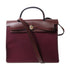 HERMES PHW Herbag PM 2Way Shoulder Hand Bag Canvas Stamp T Prune