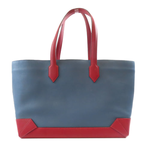 HERMES Maxibox Cabas Handbag 071257CK Evercolor/Epsom Leather Bleu Agate/Rouge