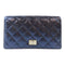 CHANEL Quilted CC SHW Long Wallet Calfskin Leather Blue