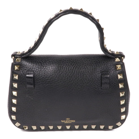 Valentino GHW 2way Shoulder Bag Calfskin Leather Black