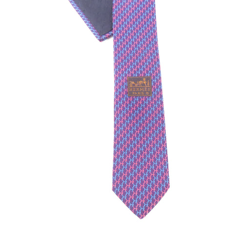 HERMES Necktie Tie Silk Purple Blue Pink